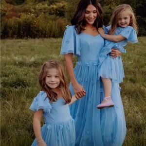 Girls Ivy City Co Magnolia Blue Floral Appliqué Flower Girl Dress New with Tags